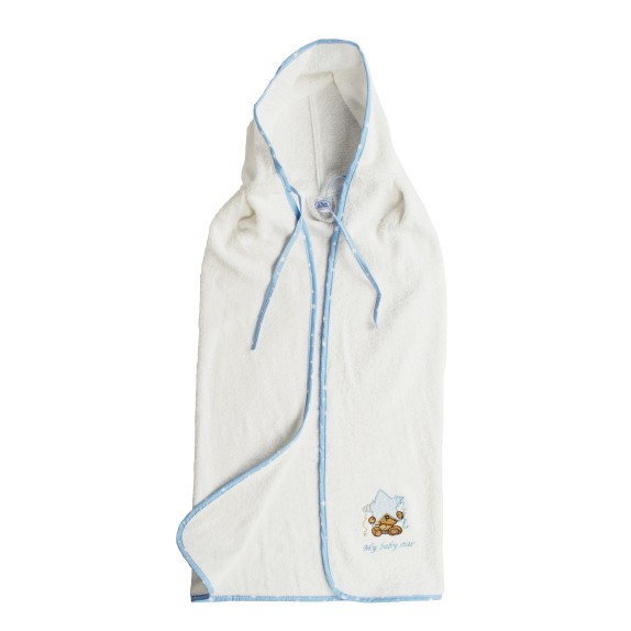 Κάπα Μπουρνούζι Dimcol Αστέρι 127 Λευκό/Σιέλ 80x80