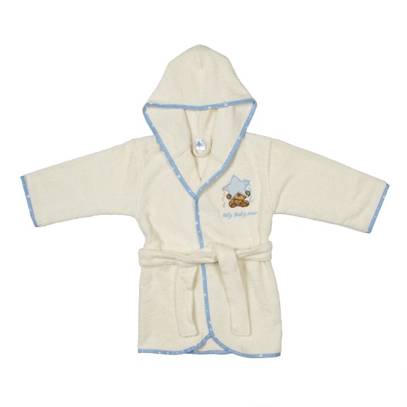 Μπουρνούζι Dimcol Αστέρι 128 Εκρού/Σιέλ No2