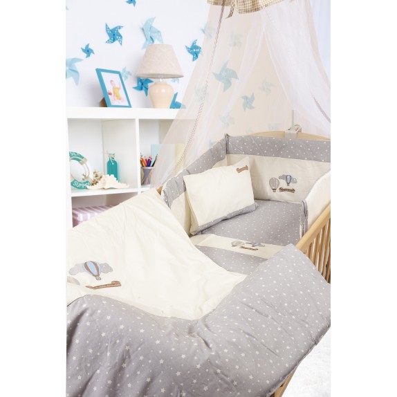 Πάπλωμα Κούνιας Dimcol Αερόστατο 01 Εκρού/Γκρι 100x140