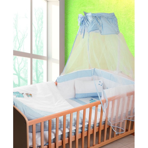 Πάπλωμα Κούνιας Dimcol Ελεφαντάκι 18 Λευκό/Σιέλ 100x140