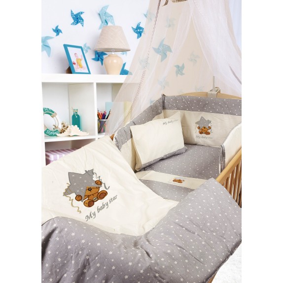 Πάπλωμα Κούνιας Dimcol Αστέρι 129 Εκρού/Γκρι 100x140