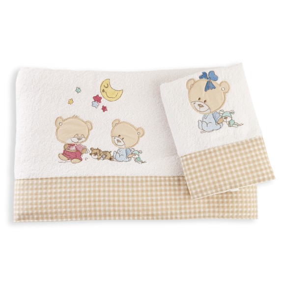 Σετ Πετσέτες 2 Τεμαχίων Dimcol Happy Bears 21 Λευκό/Μπεζ