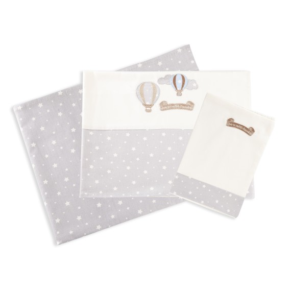 Σετ Σεντόνια Κούνιας Dimcol Αεροστατο 01 Εκρού/Γκρι 120x170