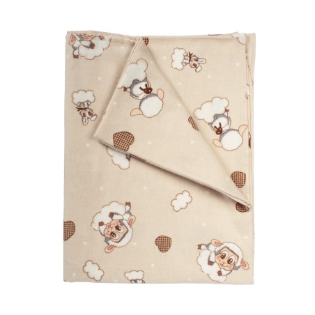 Σεντόνι Λίκνου Φανελένιο Dimcol Προβατάκι 07 Beige 80x110