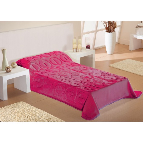 Κουβέρτα Βελουτέ Μονή Ανάγλυφη Dimcol Φούξια 160x220