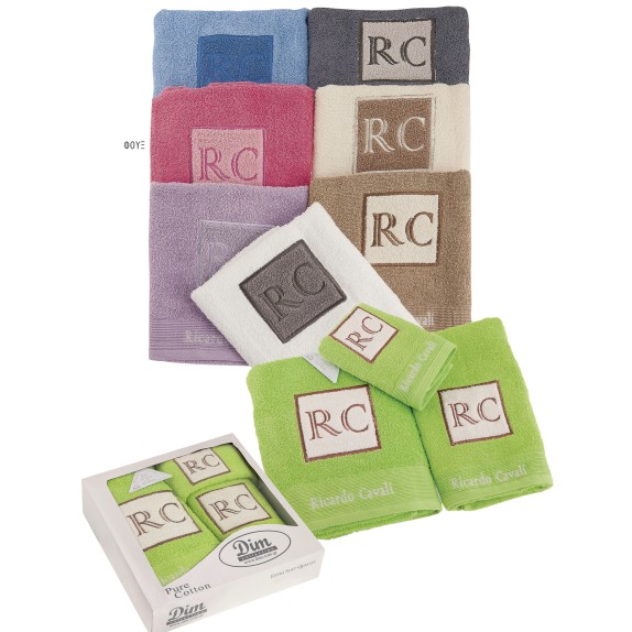 Σετ Πετσέτες 3 Τεμαχίων Dimcol Ricardo Cavalli Φούξια