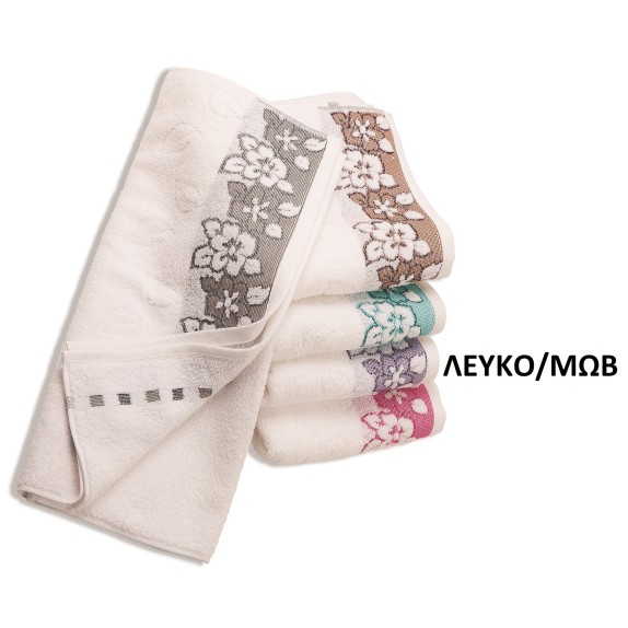Πετσέτα Σώματος Dimcol Ερατώ Λευκό/Μωβ 70x140