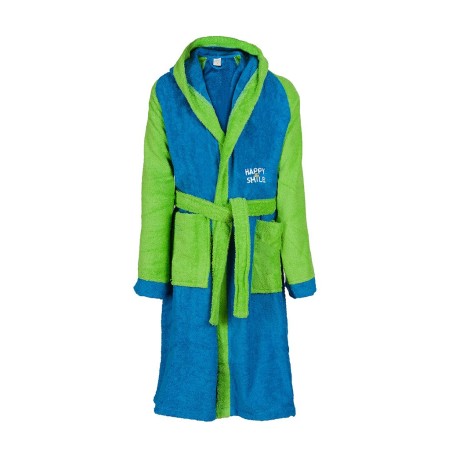 Παιδικό Μπουρνούζι Με Κουκούλα Dimcol Happy Smile Μπλε