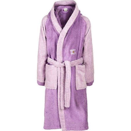 Παιδικό Μπουρνούζι Με Κουκούλα Dimcol Happy Smile Μωβ