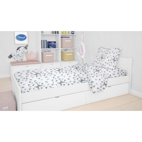 Σετ Σεντόνι Μονό & Μαξιλαροθήκη Dimcol Butterfly 56 Sky blue 160x240