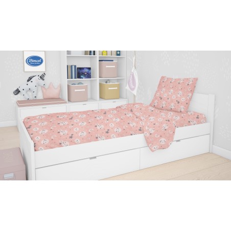 Σετ Σεντόνι Μονό & Μαξιλαροθήκη Dimcol Smile 82 Coral 160x240