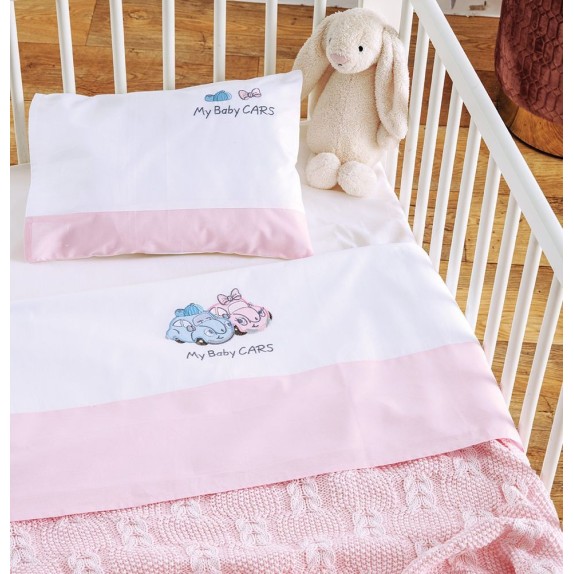 Σετ Σεντόνια Κούνιας 3 Τεμαχίων Sb Home My Baby Cars Pink...