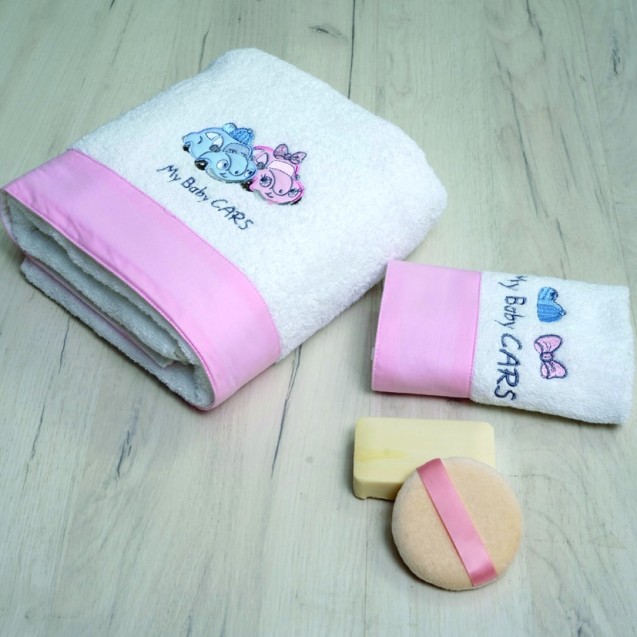Σετ Πετσέτες 2 Τεμαχίων Sb Home My Baby Cars Pink
