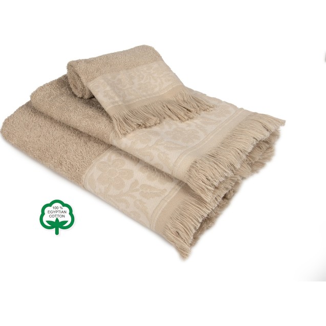 Σετ Πετσέτες 3 Τεμαχίων Dimcol Νέμεσις 10 Μπεζ