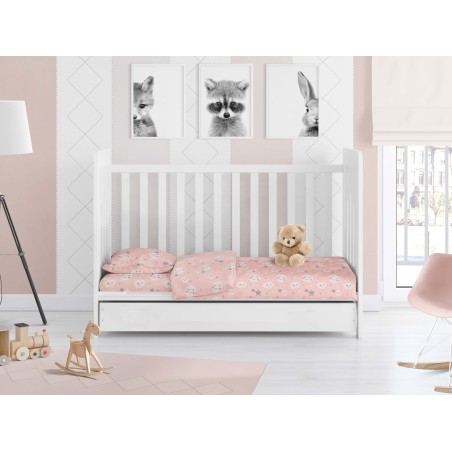 Βρεφικό Κατωσέντονο Κούνιας με Λάστιχο Dimcol Smile 82 Coral 70x140+15