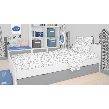 Σετ Σεντόνια Μονά 3 Τεμαχίων Dimcol Elephant 174 Blue 160x240