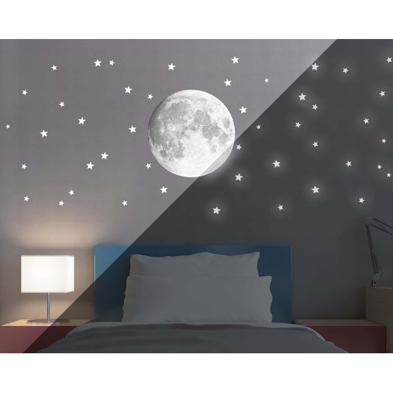 Φωσφορίζοντα Αυτοκόλλητα Τοίχου Ango Moon Large 18112