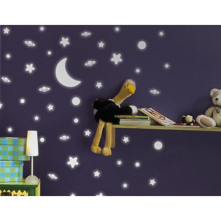 Φωσφορίζοντα Αυτοκόλλητα Τοίχου Ango White Stars Medium 79223