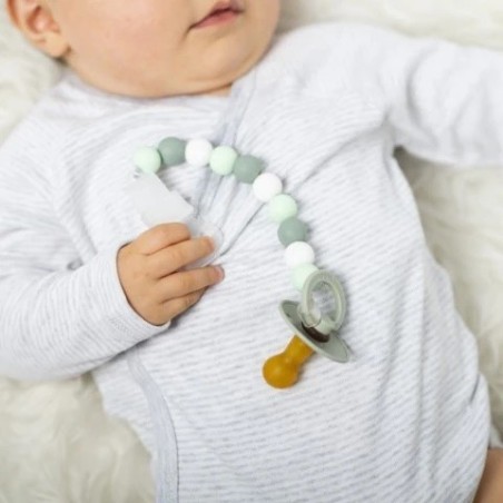 Κλιπ Πιπίλας - Μασητικό Nattou Silicon Λευκό-Απαλό Πράσινο Ν877343