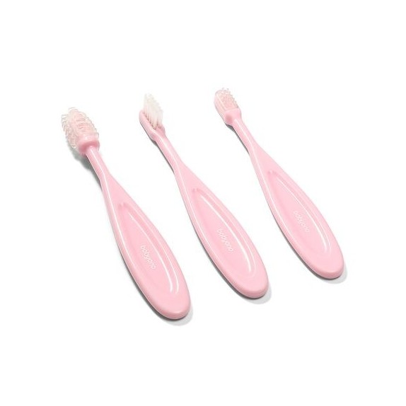 BabyOno Σετ 3 οδοντόβουρτσες από 3 μηνών Ροζ BN550/02