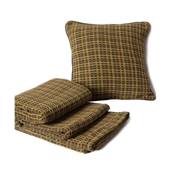 Μαξιλαροθήκη Διακόσμησης Silk Fashion Multisquare Πράσινο...