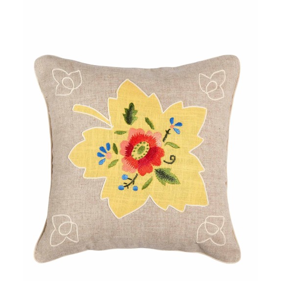 Μαξιλαροθήκη Διακόσμησης Silk Fashion Λινό Λουλούδι3 45x45