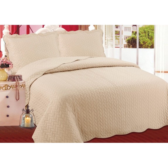 Σετ Κουβερλί Υπέρδιπλο Silk Fashion Λαχούρι Light Brown...