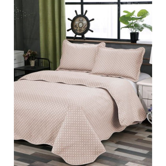 Σετ Κουβερλί Υπέρδιπλο Silk Fashion Dot Beige 220x240