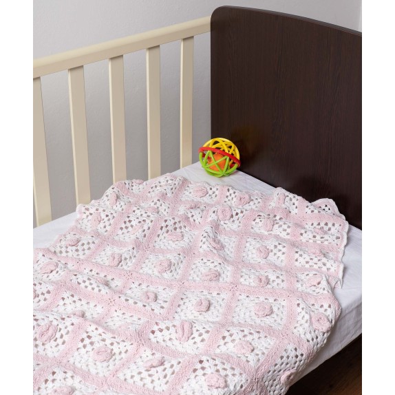 Βρεφική Κουβέρτα Πλεκτή Silk Fashion Ροζ/Λευκό 100x150