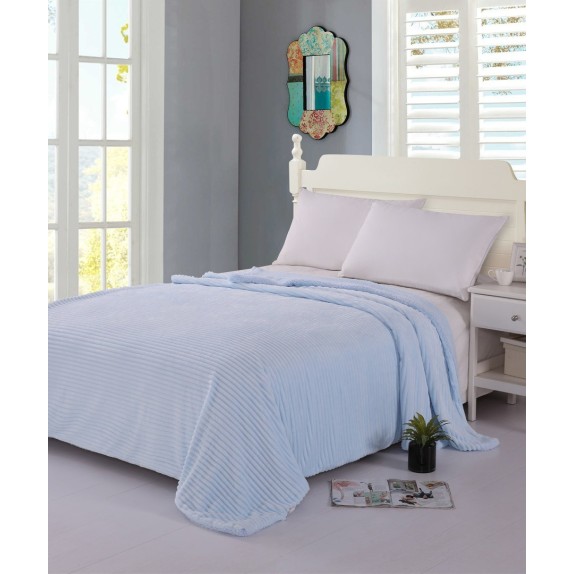 Κουβέρτα Fleece Με Sherpa Silk Fashion Κοτλέ Σιέλ 100x150