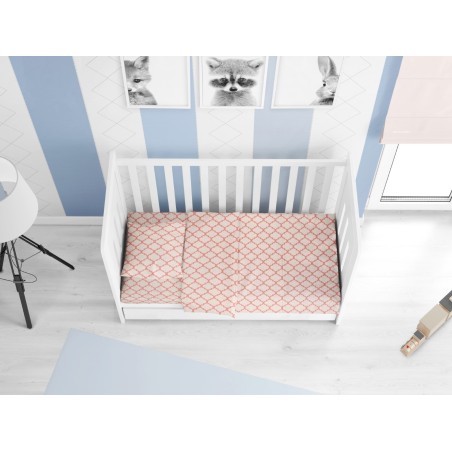 Βρεφική Παπλωματοθήκη Dimcol Windows 161 White-Coral 120x160