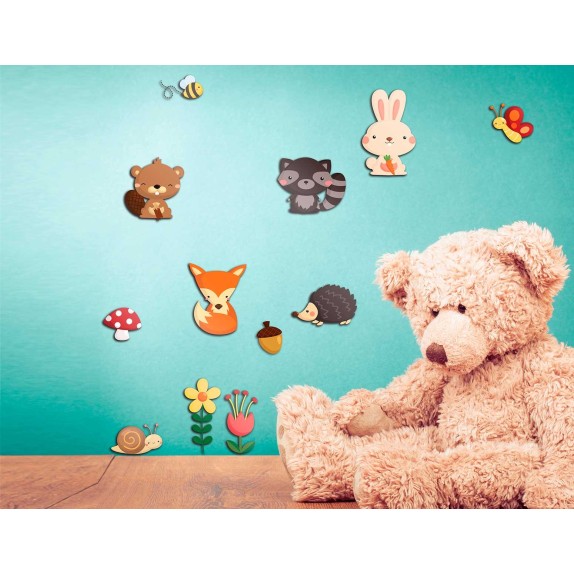 Αυτοκόλλητα 3 επιπέδων Μ Happy Forest 14505