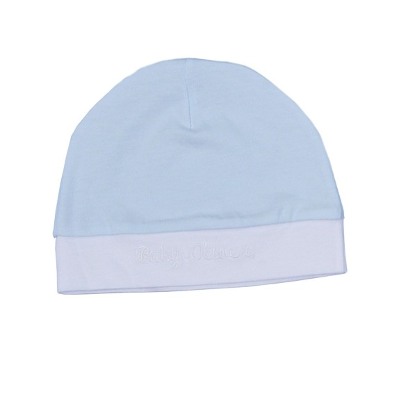 Βρεφικό Σκουφάκι Ζέρσευ Baby Oliver Des. 11 Γαλάζιο-Λευκό