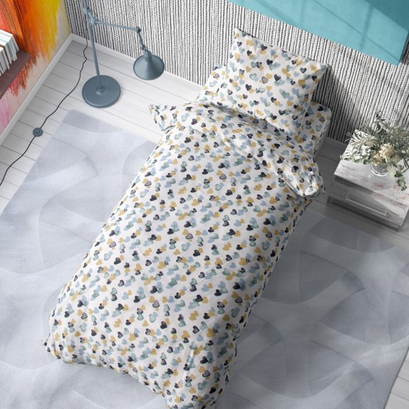 Παπλωματοθήκη Μονή Dimcol Hearts 11 Grey-Green 160x240