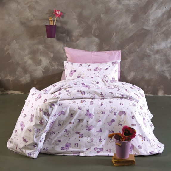 Σετ Σεντόνια Κούνιας 3 Τεμαχίων Sb Home Alphabet Lilac...