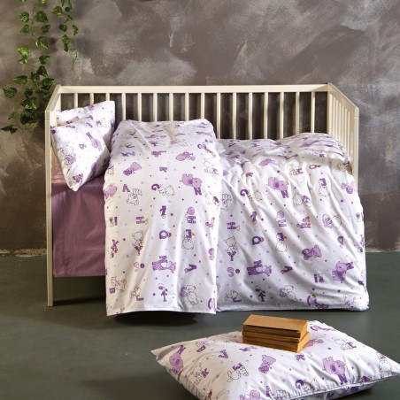 Σετ Σεντόνια Λίκνου 2 Τεμαχίων Sb Home Alphabet Lilac 80x110