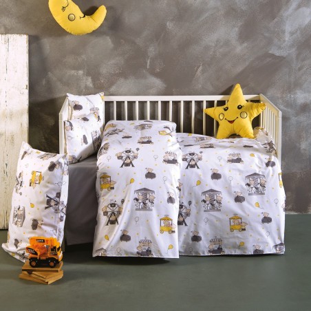 Σετ Σεντόνια Κούνιας 3 Τεμαχίων Sb Home Luna Park Grey 120x160