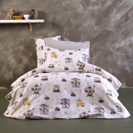 Σετ Σεντόνια Λίκνου 2 Τεμαχίων Sb Home Luna Park Grey 80x110