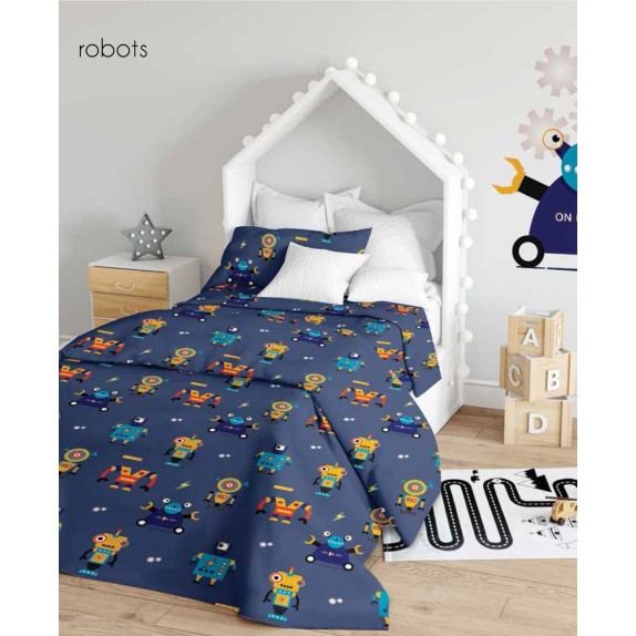 Σετ Παπλωματοθήκη Μονή 2 Τεμαχίων Makis Tselios Robots...