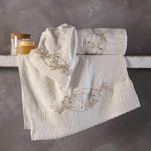 Σετ Πετσέτες 3 Τεμαχίων Sb Home Valentina Cream