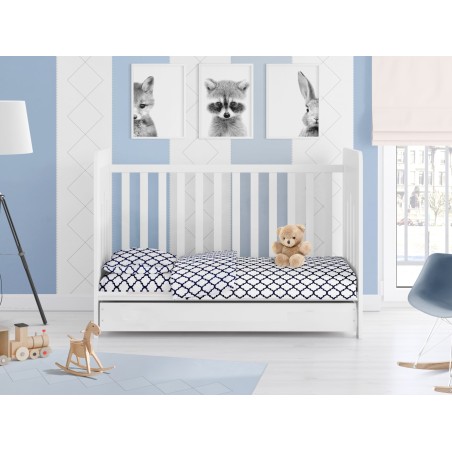 Σετ Σεντόνια Κούνιας 3 Τεμαχίων Dimcol Windows 176 White-Dark Blue 120x160