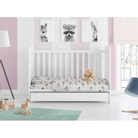 Σετ Σεντόνια Φανελένια Κούνιας 3 Τεμαχίων Dimcol Μπαλαρίνα 166 Green 120x160