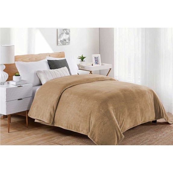  Κουβέρτα Fleece Υπέρδιπλη Dimcol Μονόχρωμη 02 Beige 220x240