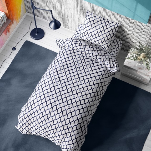 Παπλωματοθήκη Μονή Dimcol Windows 176 White-Dark Blue...