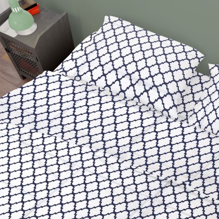 Παπλωματοθήκη Υπέρδιπλη Dimcol Windows 176 White-Dark Blue 220x240