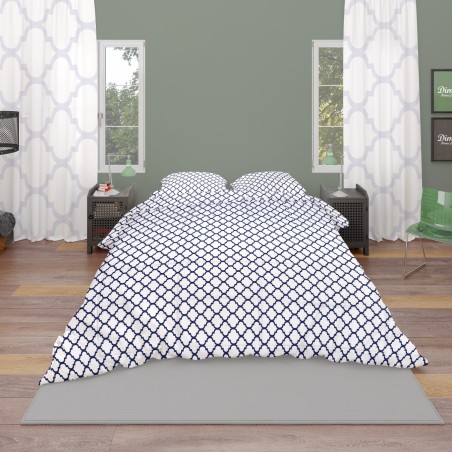 Σετ Σεντόνια King Size 4 Τεμαχίων Dimcol Windows 176 White-Dark Blue 240x270