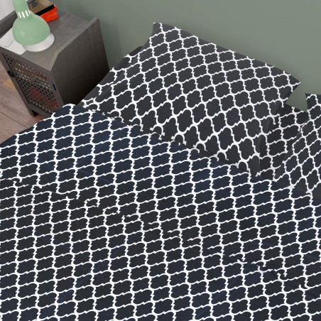 Σετ Σεντόνια Υπέρδιπλα 4 Τεμαχίων Dimcol Windows 175 Dark Blue-White 220x240