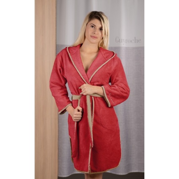 Μπουρνούζι με Κουκούλα Guy Laroche New Comfy Red