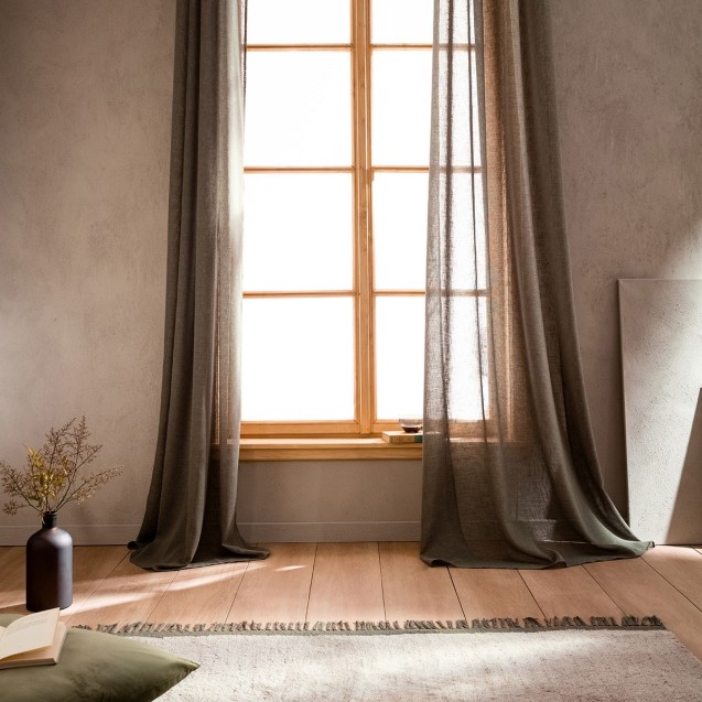 Κουρτίνα με Τρουκς Gofis Home Combe Χακί 502/07...