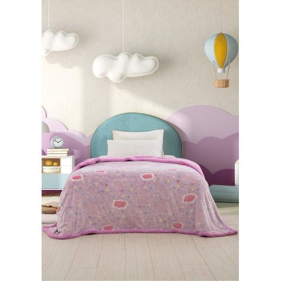 Κουβέρτα Φωσφοριζέ με Γούνα Sherpa Ημίδιπλη Palamaiki...